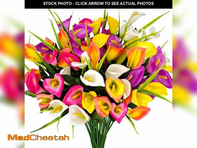 Lot 74-14150725 - Mutcolor 10 Bundles Outdoor Artificial Flowers Fake Silk Calla Lily Flowers UV Resistant Realistic f...