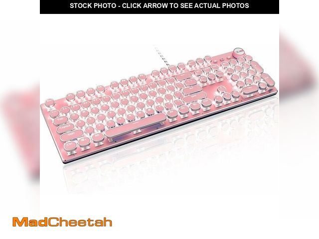Lot 74-12767329 - *DIRTY* Typewriter Style Retro Wired Mechanical Gaming Keyboard, Vintage Steampunk with White LED Ba...