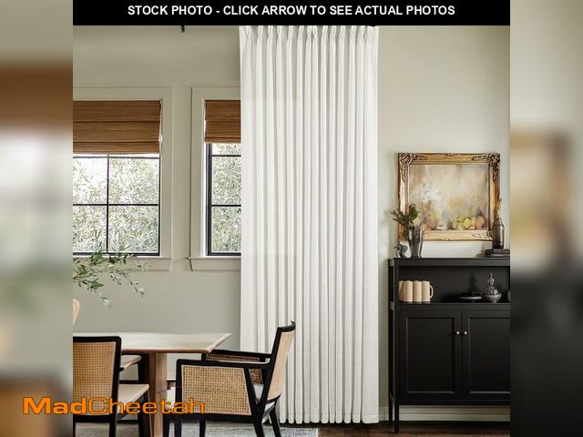 Lot 74-14214262 - Thick Linen Semi Sheer Curtains 90 Inches Long for Living Room Bedroom Light Filtering Beige Off Whi...