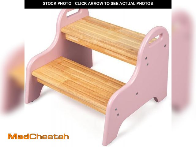 Lot 74-12442715 - StrongTek Kids 2 Step Stool, Rubber Wood Step Children Stool, Safe &amp; Sturdy, Ideal for Bathroom,...