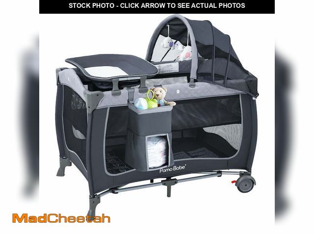 Lot 74-13043414 - Pamo Babe Unisex Portable Baby Play Yard Include Wheels, Canopy, Changing Table for Newborn(Grey) - ...