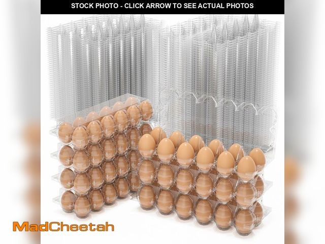 Lot 74-13564932 - 100 Pack Egg Cartons Cheap Bulk, 12 Count Clear Empty Egg Cartons for Fresh Chicken Eggs, 2x6 Grids ...