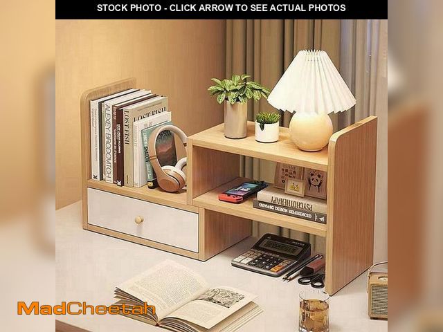 Lot 74-12048804 - Dreamhousey Simple Solid Wood Desktop Student Bookshelf, Desktop Storage Shelf Office Desk File Orga...