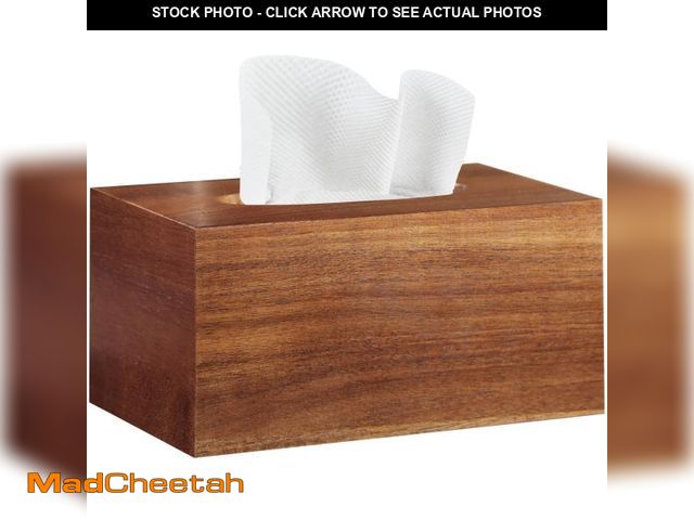 Lot 74-12112065 - BIBELUN Tissue Box Cover,Acacia Wood Tissue Box Cover Rectangle with Slide-Out Bottom,Wooden Decorat...