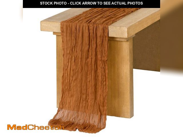 Lot 74-12714182 - Ling's moment 14Ft Brown Terracotta Table Runner Cheesecloth Gauze Semi-Sheer Burnt Orange Tableclot...