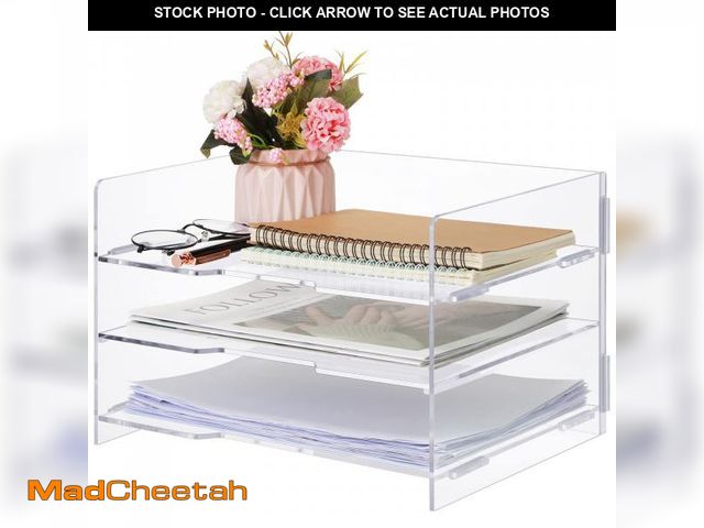Lot 74-11559583 - Zubebe 3 Tier Desk Organizer Paper File Detachable Clear Desk Letter Tray Acrylic Stackable Document...