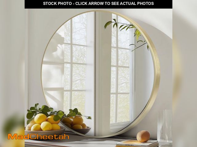 Lot 74-12143931 - Round Wall Mirror 24-Inch Circle Mirror for Bathroom Bedroom Living Room,Gold - UNUSED