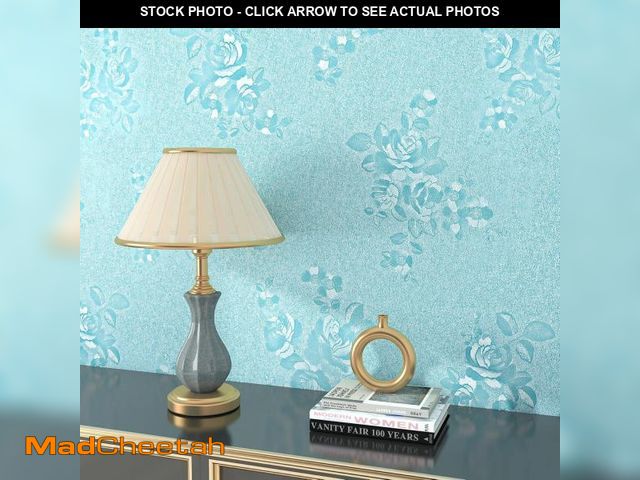 Lot 74-12523405 - YENHOME 30"X118" Blue Floral Wallpaper Peel and Stick Blue Wallpaper for Bedroom Removable Blue Cont...