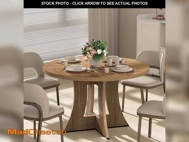 Lot 74-13045073 - MARNUR Round Dining Table for 4 Persons 47" Kitchen Table for Dining Room Kitchen, Walnut (Only Tabl...