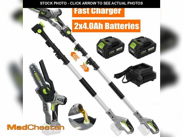 Lot 74-14369132 - Vipuse 2-in-1 Cordless Pole Saw with Two 4.0Ah Rechargeable Batteries and 2.0Ah Fast Charger,16 FT M...