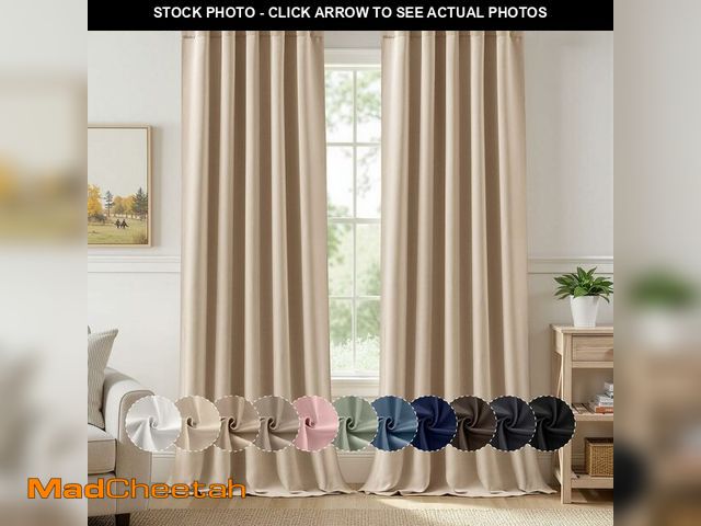Lot 74-14353419 - MIULEE Beige Pinch Pleat Blackout Curtains 96 Inch Length 2 Panels Set for Bedroom Living Room Darke...