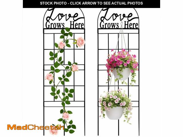 Lot 74-14474548 - CraftyDream 2 Pcs 43" Metal Garden Trellis for Climbing Plants Outdoor Heavy Duty Black Rustproof Co...