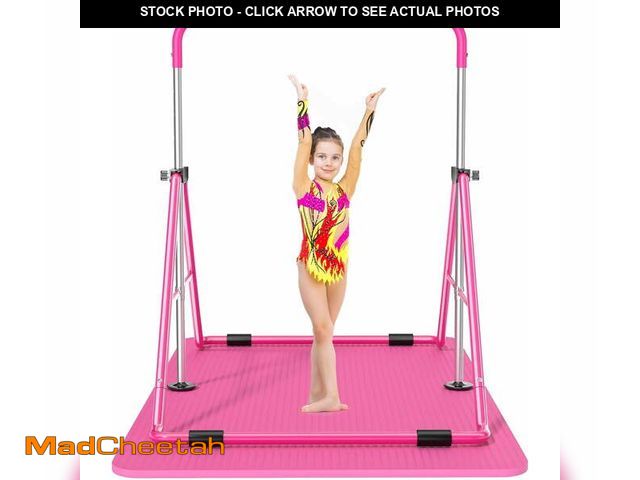 Lot 74-13015593 - Safly Fun Gymnastics Bar with Mat for Kids, Height Adjustable Junior Training Bar Mat for Home, Fold...