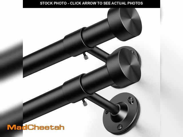 Lot 74-14215442 - YaFex 2 Pack Heavy Duty Curtain Rods 32-60 Inch, 1 Inch Black Adjustable Curtain Rod for Windows, Sh...