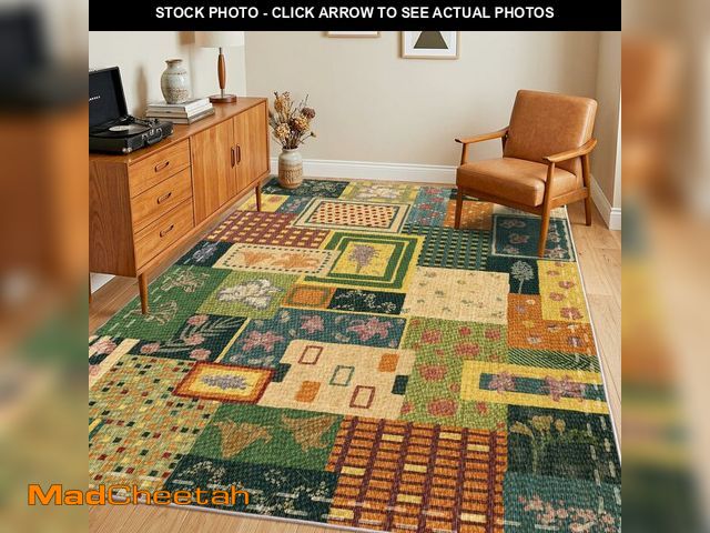 Lot 74-14433585 - Washable Rugs for Living Room, 4x6 Abstract Multicolor Floral Soft Rug - USED