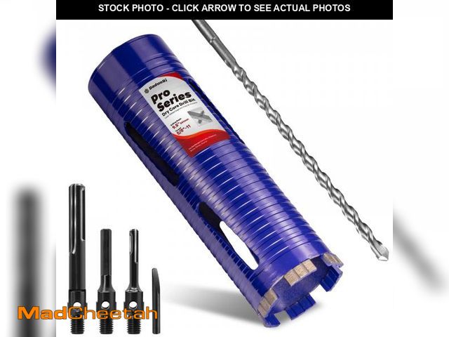 Lot 74-12113365 - DaduoRi 3" Pro Dry Core Drill Bit with Pilot Bit &amp; 3 Adapters (SDS Plus/SDS Max/1/2 Hex), Upgrad...