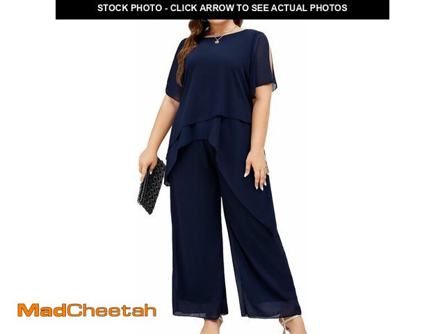 Lot 74-12677581 - ZOMVA Plus Size Dressy Chiffon Pant Suit 2 Piece for Wedding Mother of The Bride Groom Formal Set El...