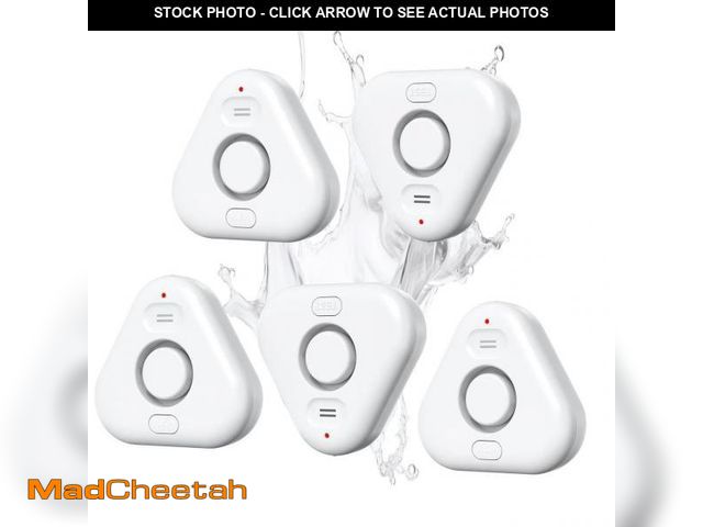 Lot 74-12302678 - 5 Pack Water Leak Detectors for Home, Stechro 4 Levels Adjustable Audio 0-120dB Water Sensor Alarm L...