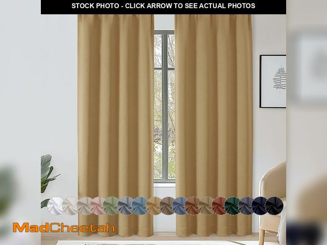 Lot 74-12715732 - OWENIE Sally Gold Blackout Curtains 84 Inches Long 2 Panels Set for Bedroom Living Room, Solid Therm...