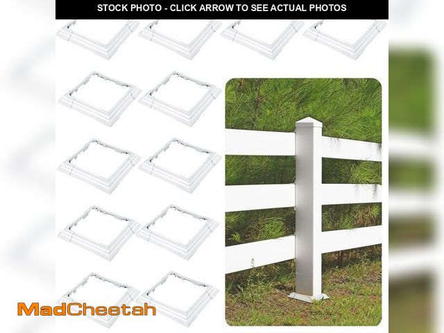 Lot 74-12968766 - 6 x 6 Inches Vinyl Post Sleeve Adjustable Vinyl Post Skirt White Base Porch Column Wraps for 3 to 6....