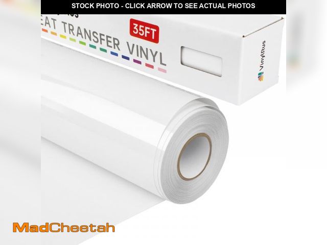 Lot 74-11558533 - VinylRus Heat Transfer Vinyl-12 x 35FT White Iron on Vinyl Roll for Shirts, HTV Vinyl for Silhouette...