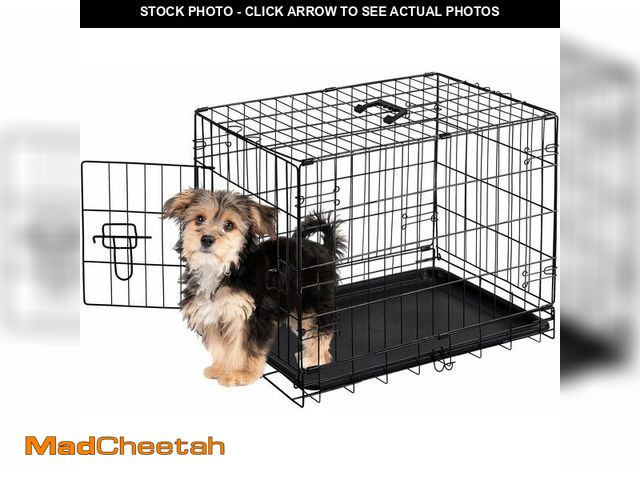 Lot 74-12677334 - Sweetcrispy 24-Inch Single-Door Dog Crate-Durable Metal Pet Kennel with Secure Lock, Foldable Design...