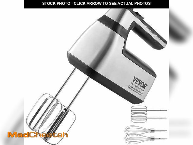 Lot 74-12592916 - VEVOR 10-Speed Electric Hand Mixer Silver 100-Watt Continuously Variable Electric Handheld Mixer for...