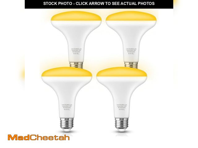 Lot 74-14330281 - 4 Pack Yellow Bug Light Bulb 100W Equivalent, BR30 LED Yellow Amber Bug Lights for Outside, Outdoor ...