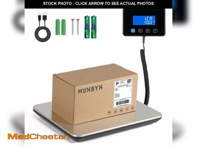 Lot 74-12715142 - MUNBYN Shipping Scale, 440lb/1.8oz Digital Postal Scale for Packages with Hold/Tare Function, Backli...