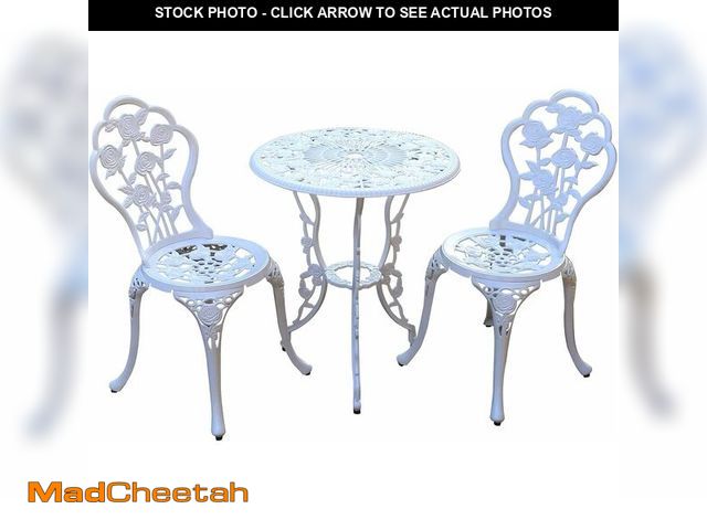Lot 74-13709869 - JARDIN DE CENTENNIAL Patio Bistro Set.Rust-Resistant Cast Aluminum Bistro Table Set with Umbrella Ho...