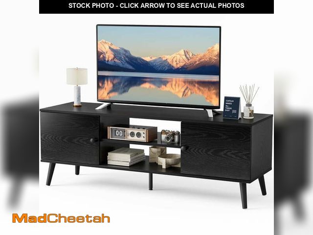 Lot 74-14435211 - edx TV Stand for 55-60 inch TV, Mid Century Entertainment Centre, Modern Media Console Table with St...