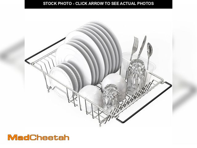 Lot 74-10906877 - Simple Houseware Large Over Sink Counter Top Dish Drainer Drying Rack with Utensil Holder, Chrome - ...