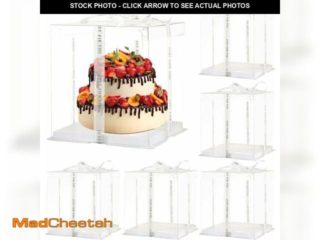Lot 74-13927160 - JCD 6packs 12x12x10inch Ideal for Large 9" and 10" Inch Tall Layer Tiered Cakes with ribbon and pre-...