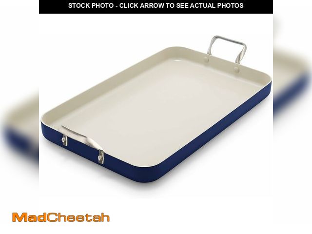 Lot 74-14250825 - (SOME DAMAGE) GreenPan 18" x 11" Double Burner Griddle Pan, Hard Anodized Healthy Ceramic Nonstick P...