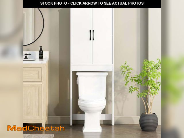 Lot 74-12556902 - (MISSING HARDWARE) Mainstays Ardent Over-the-Toilet Space Saver Storage Cabinet, White - USED