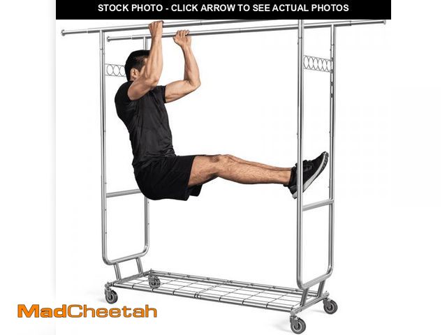 Lot 74-12252532 - JOZ 600 lbs Commercial Grade Heavy Duty Garment Rack with Shelves Collapsible Clothing Racks on Whee...