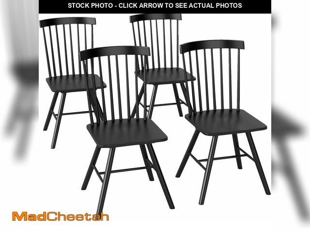 Lot 74-14613495 - PayLessHere Dining Chairs Set of 4, Spindle Back Wooden Dining Room Chairs with Wide Backrest, Sturd...
