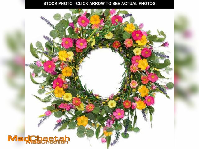 Lot 74-11847659 - Consevisen Spring Wreaths for Front Door, 22 Inch Summer Eucalyptus Artificial Floral Flower Wreath,...