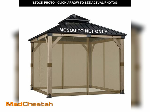 Lot 74-14265373 - BPS 10' x 10' Gazebo Universal Mosquito Netting Screen Replacement, 4-Panel Mesh Screen Walls with D...