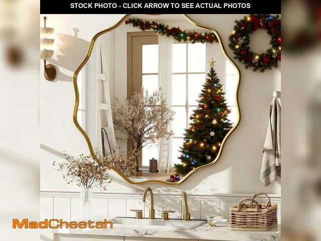 Lot 74-13055824 - BEAUTYPEAK 24" Wavy Round Bathroom Mirror Wall Decor with Deep Frame, Gold - UNUSED