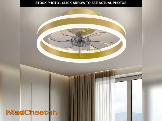 Lot 74-13564041 - KDG 15.8" Low Profile LED Ceiling Fans with Light, Reversible Flush Mount with Remote and 6 Winds Sp...