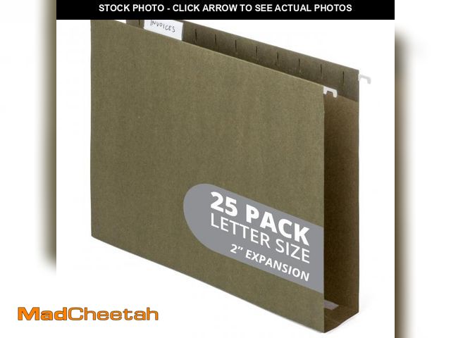 Lot 74-12112226 - Blue Summit Supplies 25 Pack Extra Capacity Hanging File Folders Letter Size, Reinforced Green Hangi...
