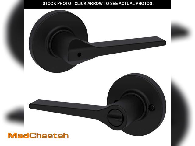 Lot 74-12777583 - Kwikset Hollis Round Rose Matte Black Privacy Bed/Bath Door Handle - UNUSED