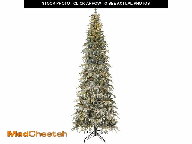 Lot 74-12936144 - 7ft Pre-lit Snow Flocked Artificial Christmas Tree with 300 Warm Lights 8 Modes, 700 PE+PVC Snowy Br...