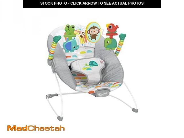 Lot 74-12398883 - Bright Starts Playful Paradise Comfy Baby Bouncer Seat with Soothing Vibration and Toys, Unisex, 0-6...