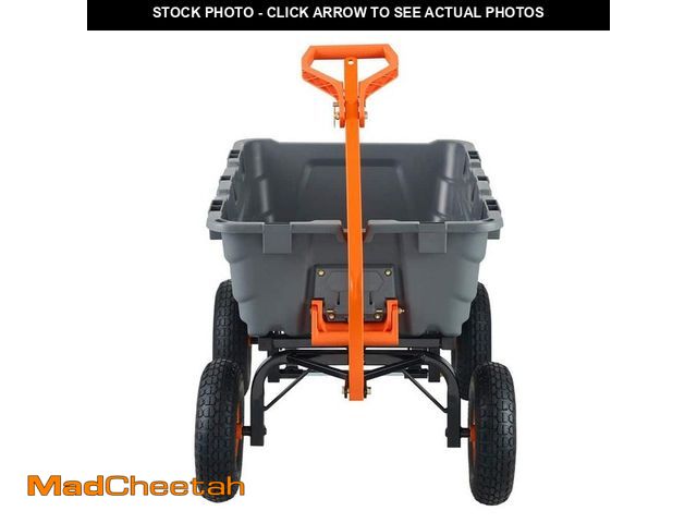 Lot 74-12535551 - SKYSHALO 15 cu. ft. Garden Dump Cart with Easy to Assemble Steel Frame Dump Wagon Garden Cart with 2...