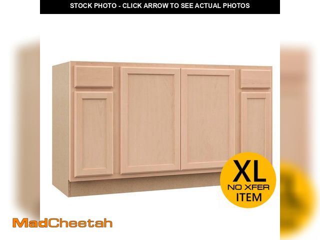 Lot 74-14224261 - Hampton Bay Recessed Panel 60 in. W x 24 in. D x 34.5 in. H Assembled Sink Base Kitchen Cabinet in U...