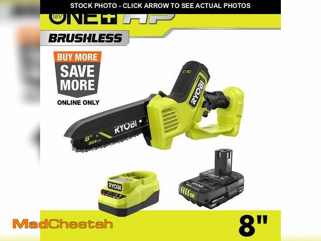 Lot 74-13930549 - RYOBI ONE+ HP 18V Brushless 8 in. Cordless Battery Pruning Mini Chainsaw with 2.0 Ah Battery and Cha...
