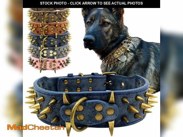 Lot 74-14273680 - UVONOKAY Spiked Studded Dog Collar for Large Dogs, 2 Inch Wide Bold PU Leather with Heavy Metal Hard...