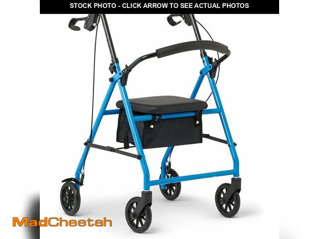 Lot 74-13041531 - Medline Mobility Dependable Steel Rollator Walker, Light Blue, 300 lb. Weight Capacity, 6" Wheels, A...